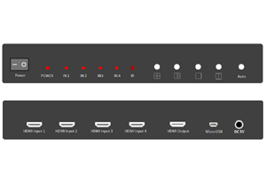 HV-411b 4-port HDMI Multi-Viewer with Full screen, 1x2, 2x2, and 1+3 PIP