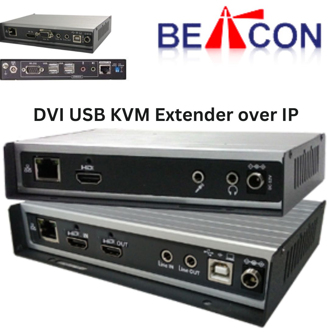 Obtain increased scalability by saving desk space by using the DVI USB KVM Extender over IP technology from Beacon